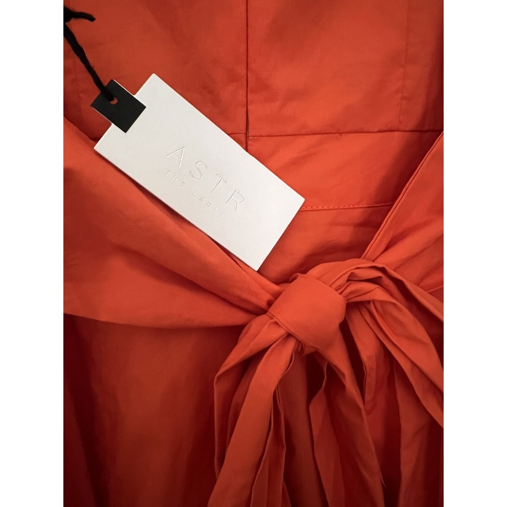 Astr The Label Orange Off Shoulder Poplin Dress Women's Size Small NWT - Picture 6 of 8